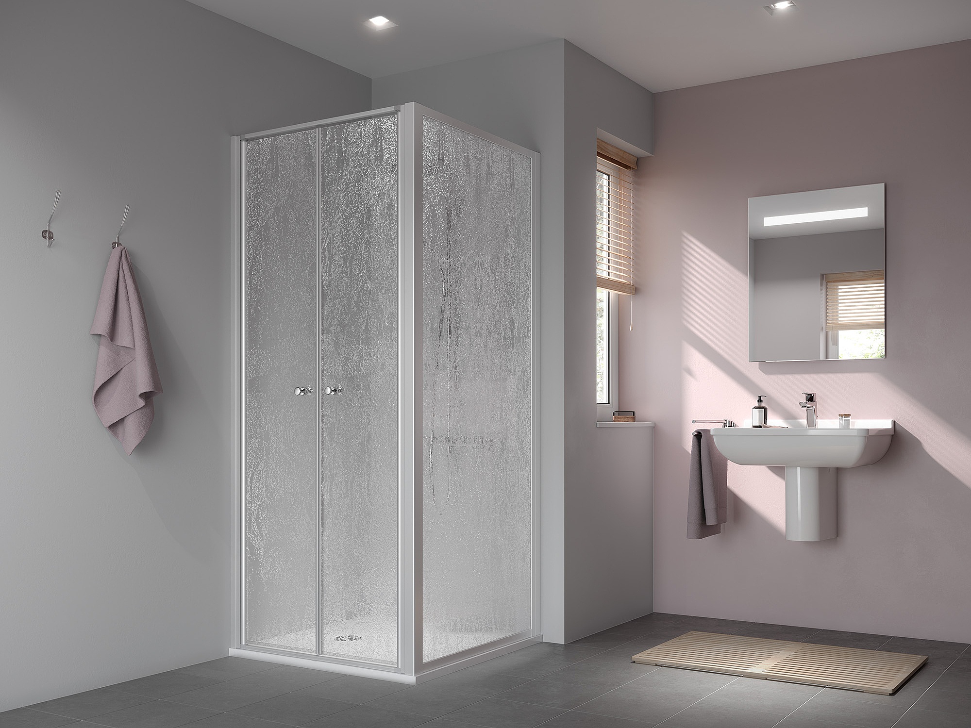 Kermi NOVA 2000 profile shower enclosure, two-part hinged door