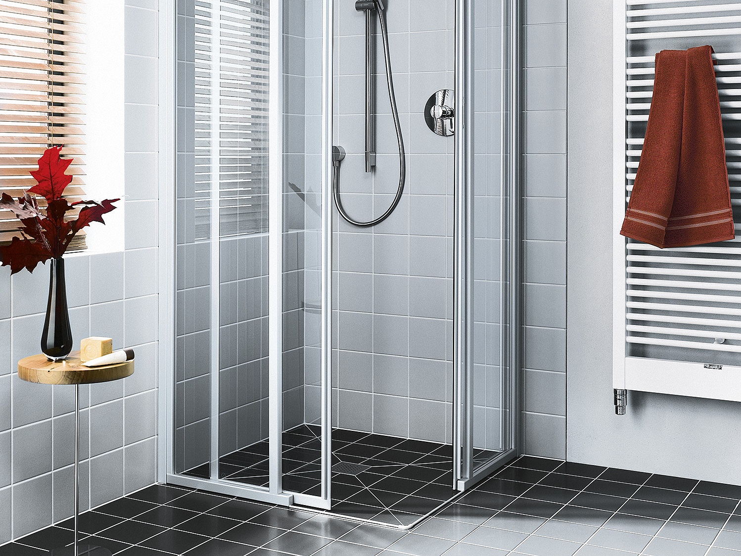 Kermi profile shower enclosure, IBIZA 2000 two-part corner entry (off-floor sliding doors) – half part