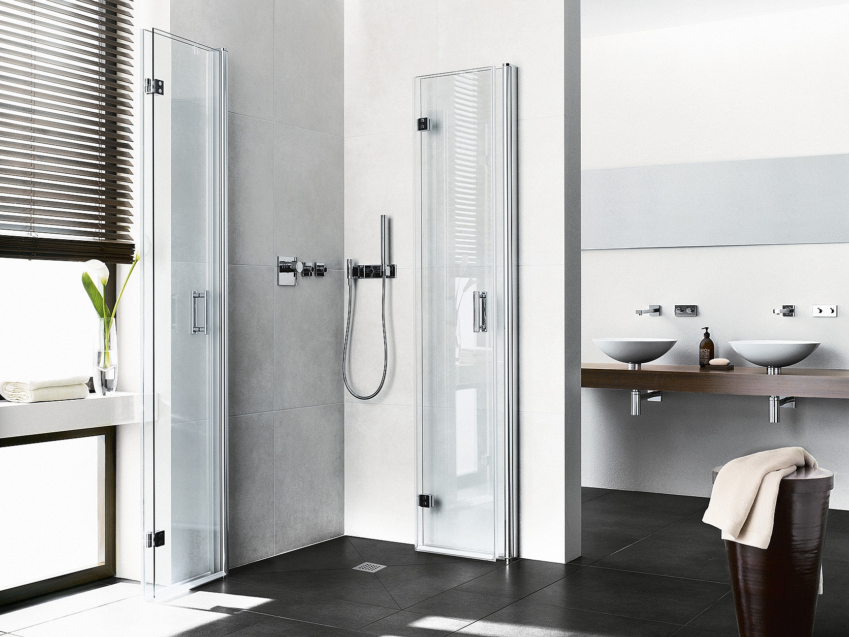 Kermi profile shower enclosure, DIGA two-part corner entry (hinged folding doors) – half part