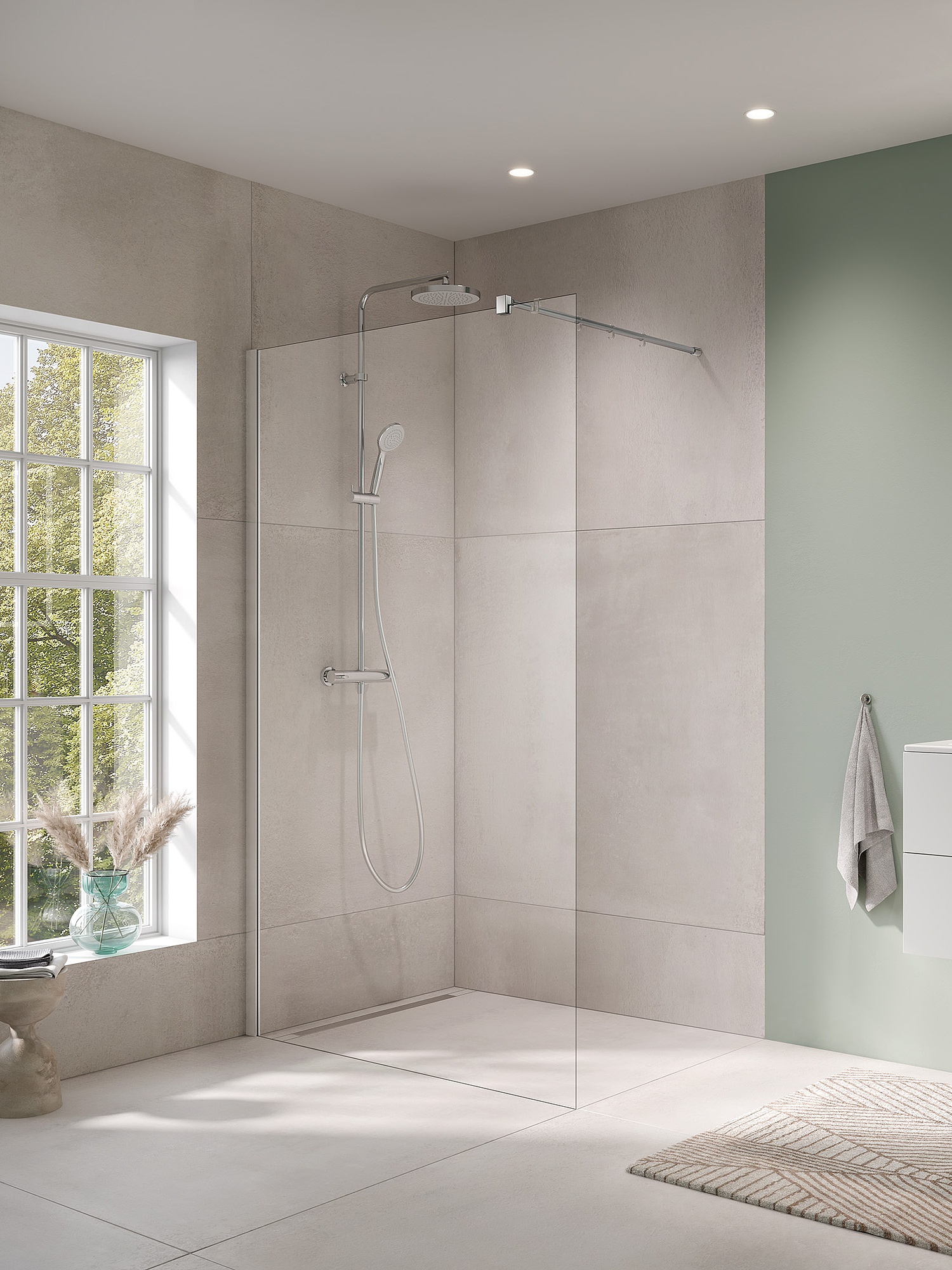 Kermi hinged shower enclosure, FILIA XP WALK-IN Wall