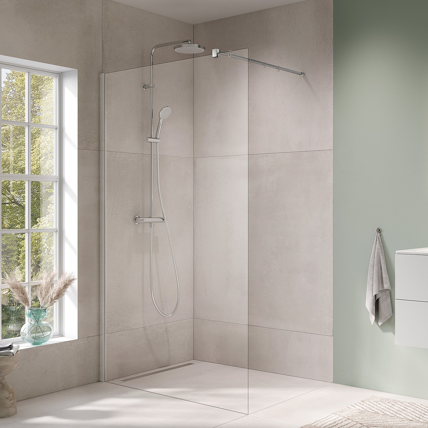 Kermi hinged shower enclosure, FILIA XP WALK-IN Wall