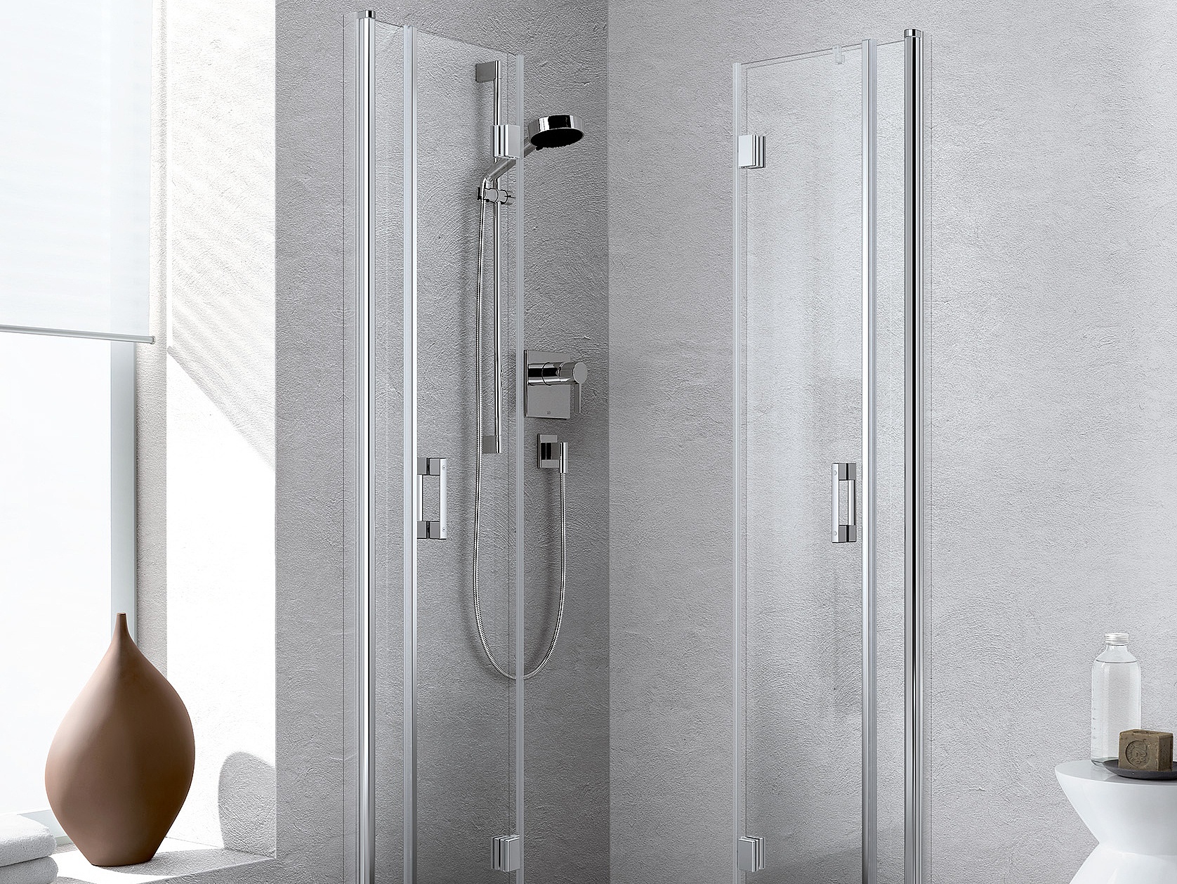 Kermi profile shower enclosure, LIGA two-part corner entry (hinged folding doors) – half part