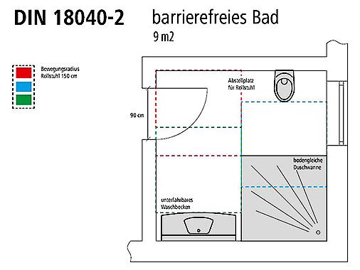 Paroi de douche Kermi avec porte pivotante repliable MENA accessible aux PMR selon DIN 18040-2