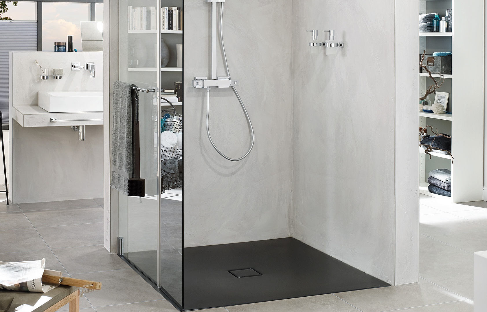 Kermi hinged shower enclosure, PASA WALK-IN Wall