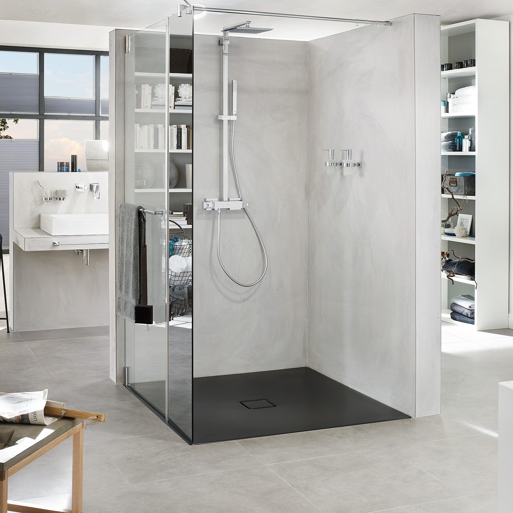 Kermi hinged shower enclosure, PASA WALK-IN Wall