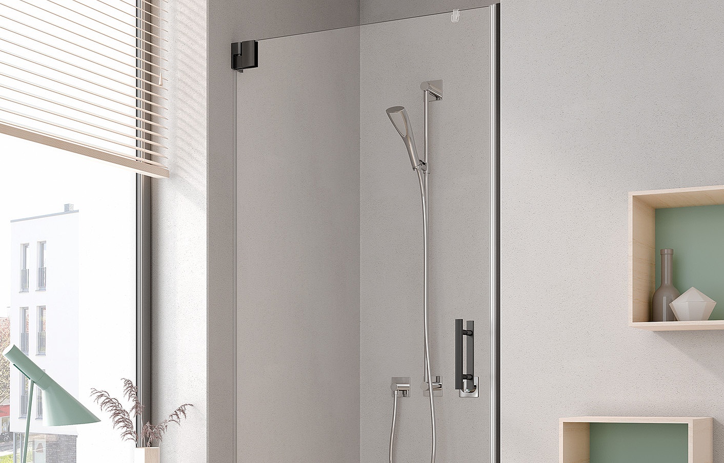 Kermi shower enclosure, FILIA single panel hinged door, Black