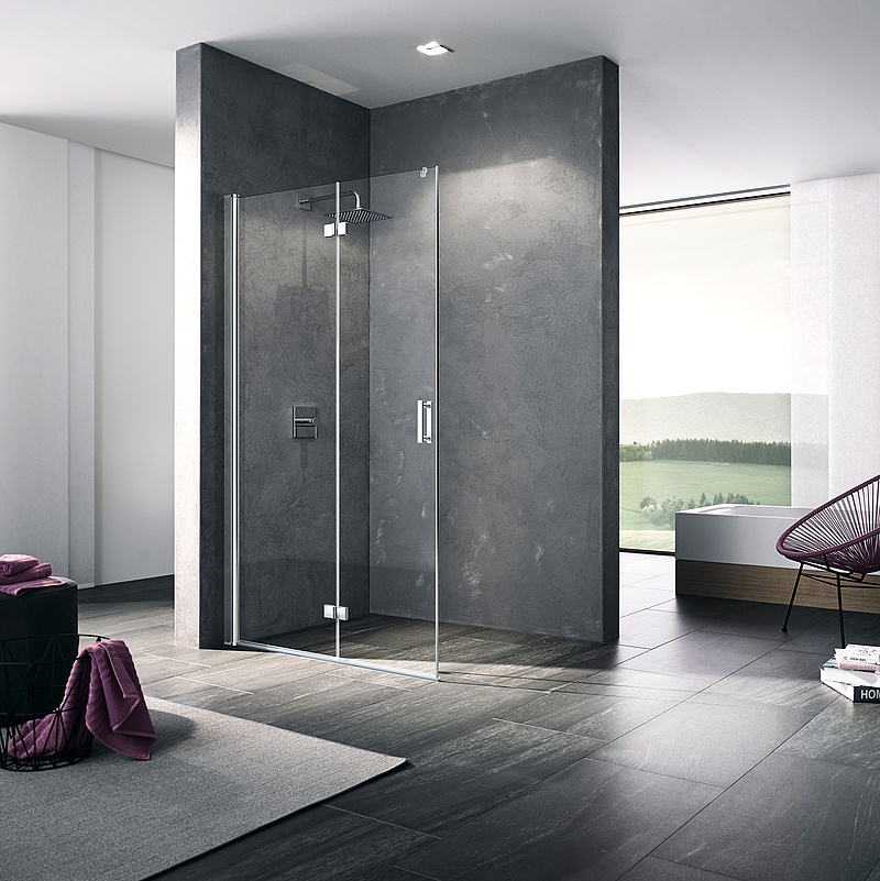 Kermi shower enclosure, DIGA WALK-IN Wall hinged folding door