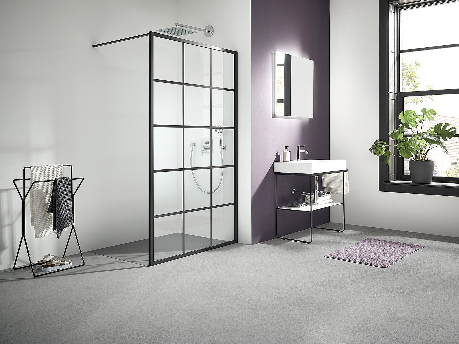 Kermi Walk-In douchescherm WALK-IN XD Wall met Print Loft