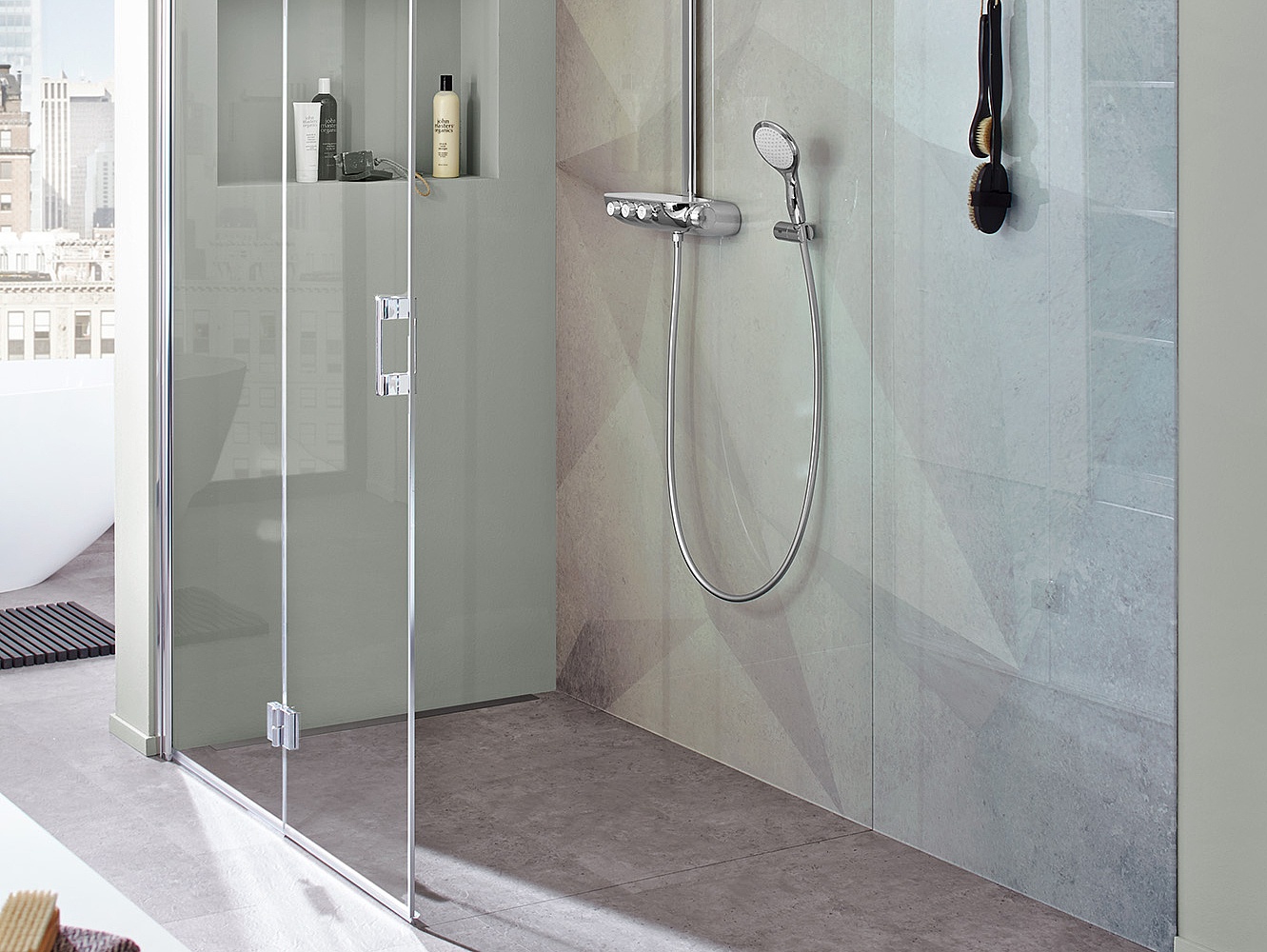 Kermi shower board, LINE with channel along wall