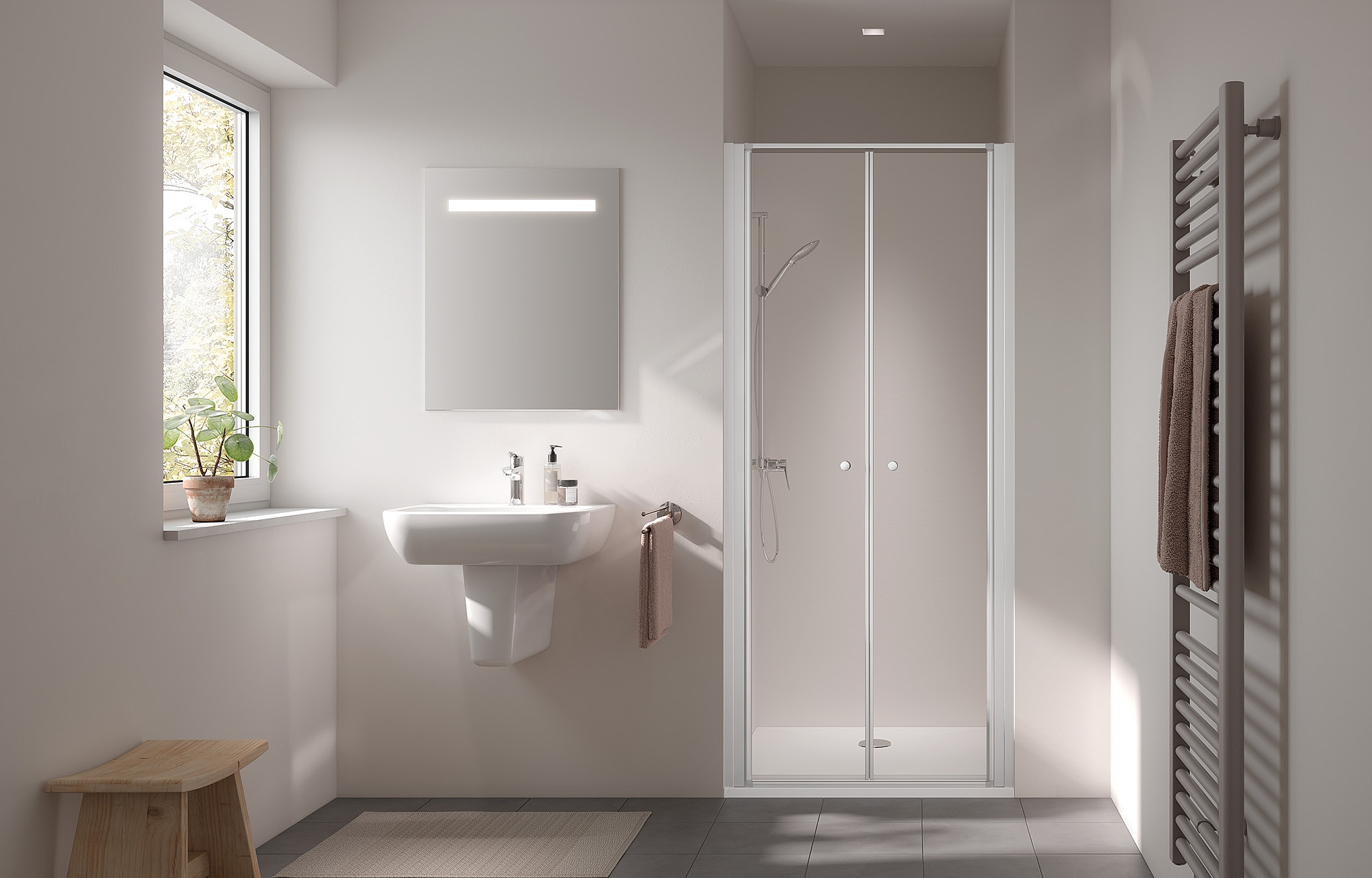 Kermi profile shower enclosure, IBIZA 2000 two-part hinged door