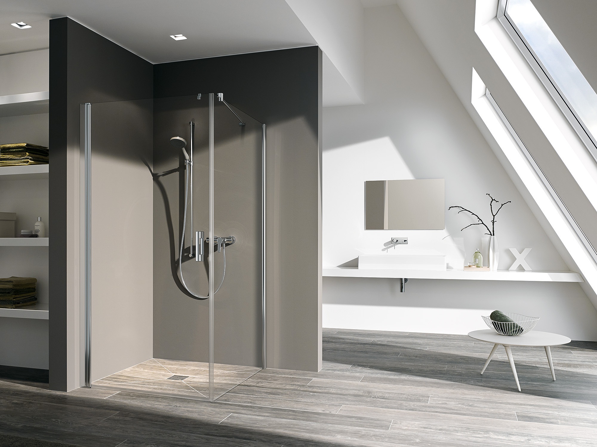 Kermi profile shower enclosure, PEGA single panel hinged door