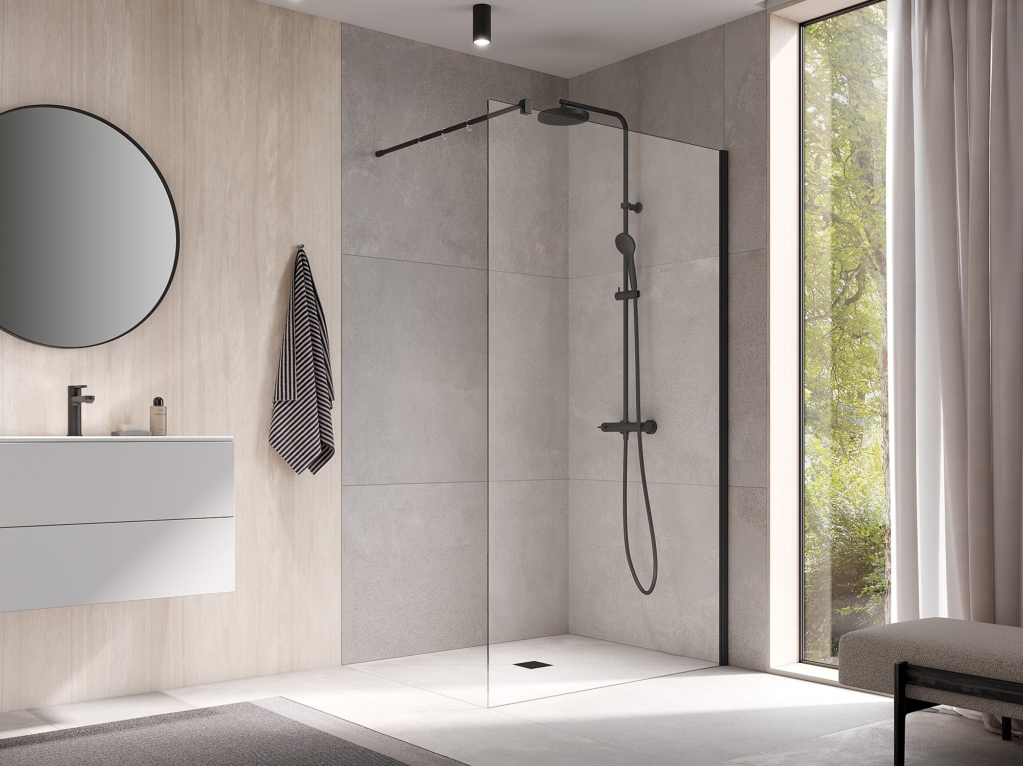 Paroi de douche Walk-In Kermi WALK-IN-XB Wall noir