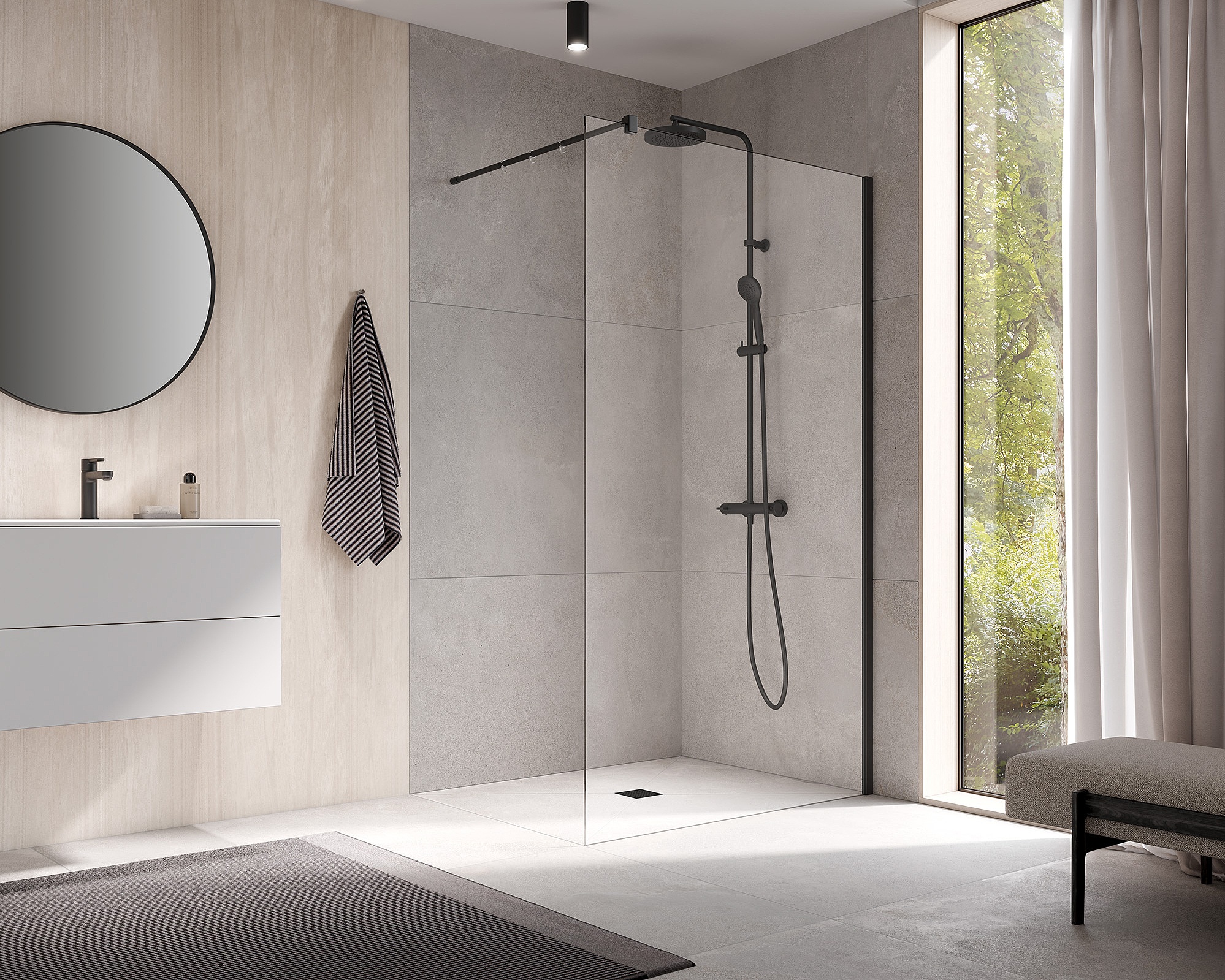 Paroi de douche Walk-In Kermi WALK-IN-XB Wall noir