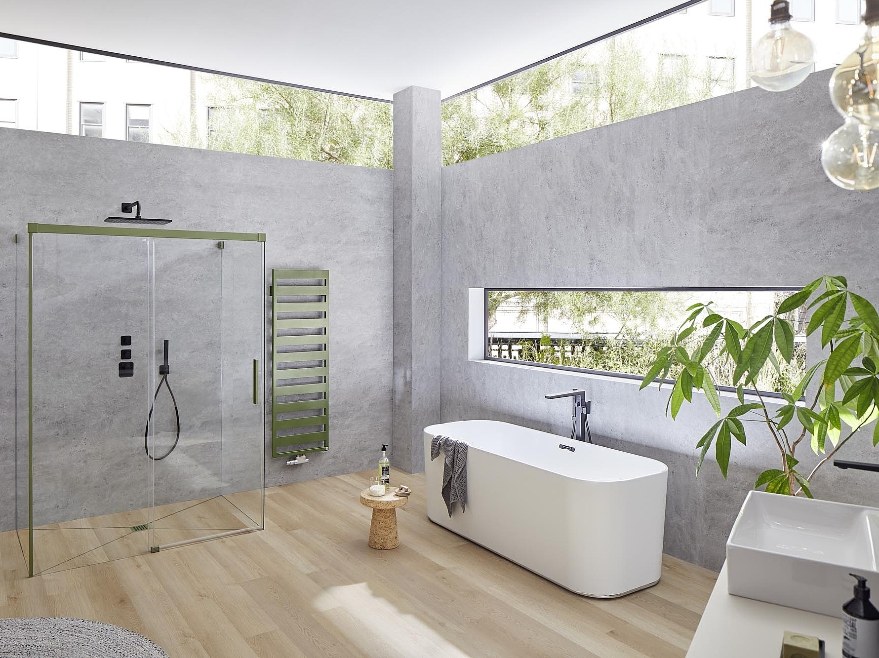 Kermi profile shower enclosure NICA sliding door U-shaped shower enclosure Forest