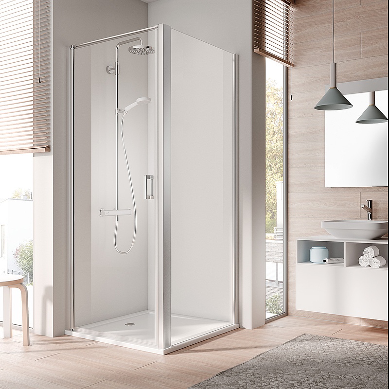 Paroi de douche à profilé Kermi avec porte pivotante à 1 vantail CADA XS