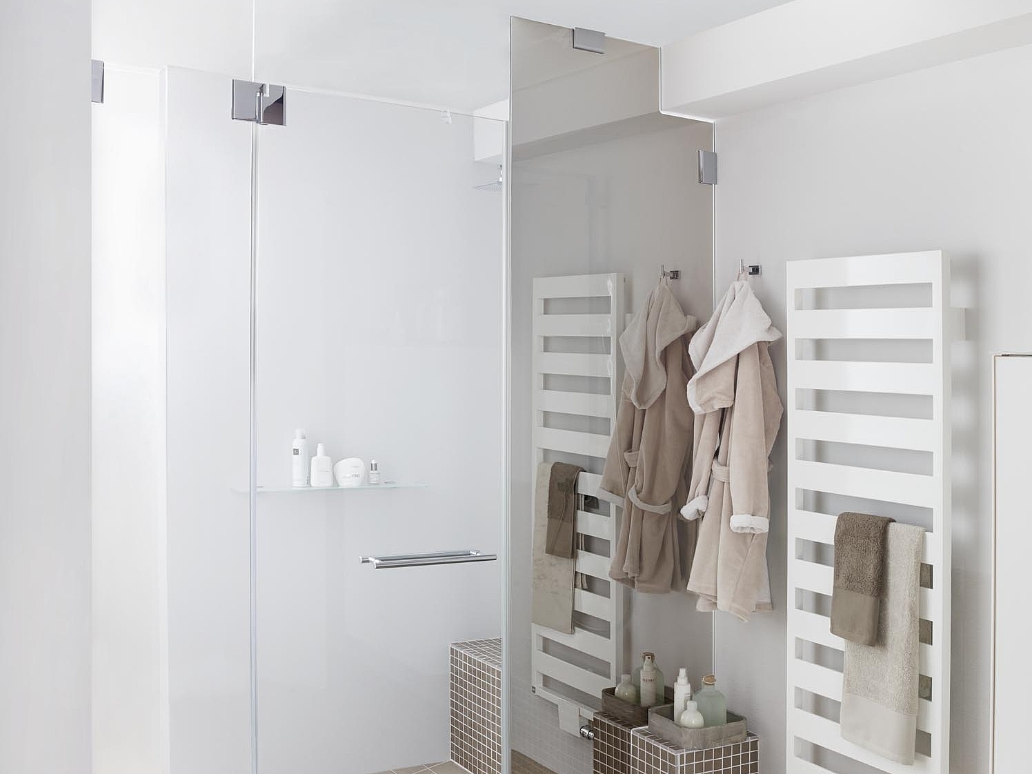 Kermi shower enclosure PASA with mirror glass and cut-outs via KermiEXTRA