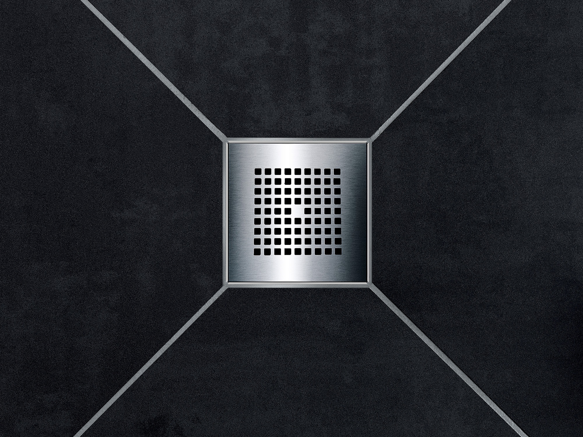 Kermi shower board with point drain, POINT drain cover, E65 in stainless steel