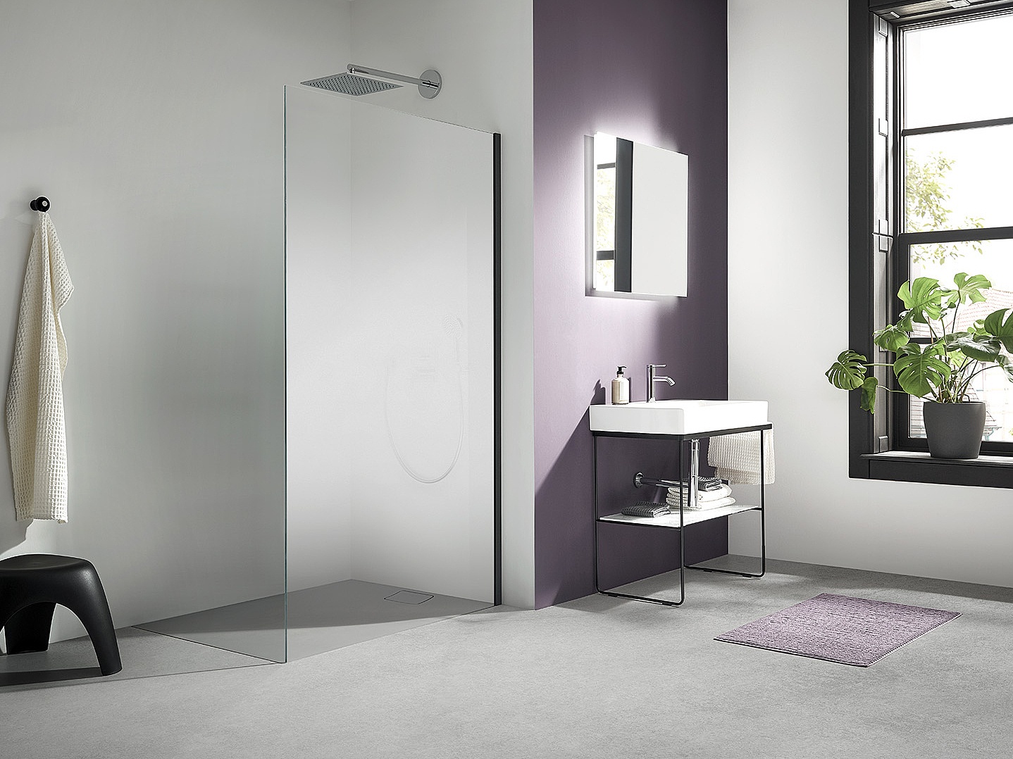 Paroi de douche Walk-In Kermi WALK-IN-XC Wall noir