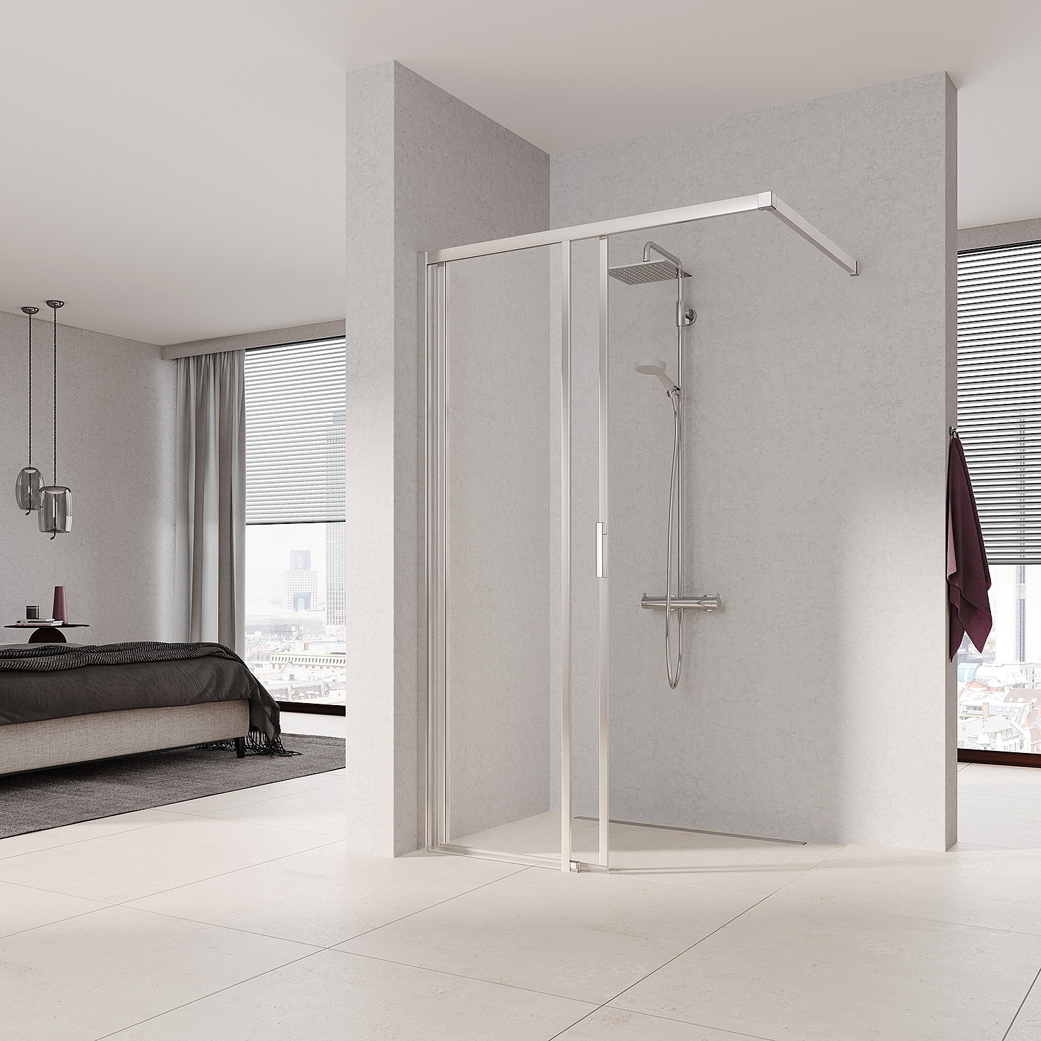 Kermi profile shower enclosure, LIGA WALK-IN Wall sliding door