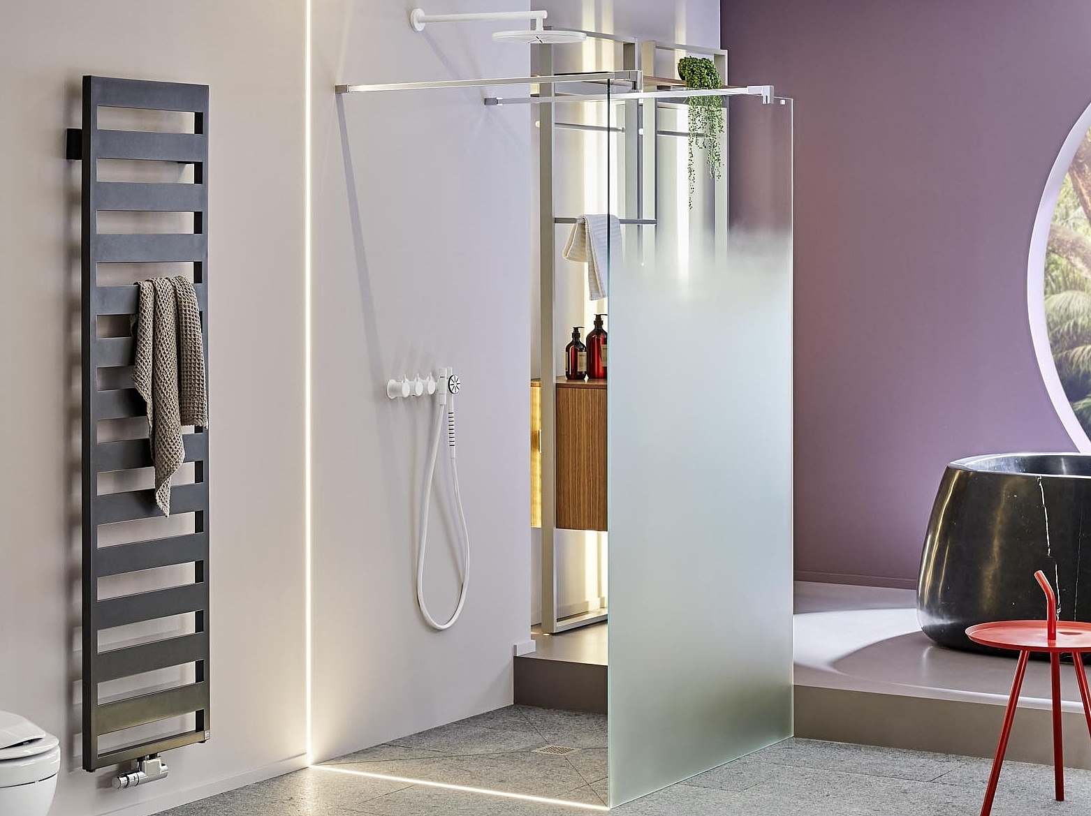 Ispirazione bagno Kermi con WALK-IN XB, POINT e CASTEO