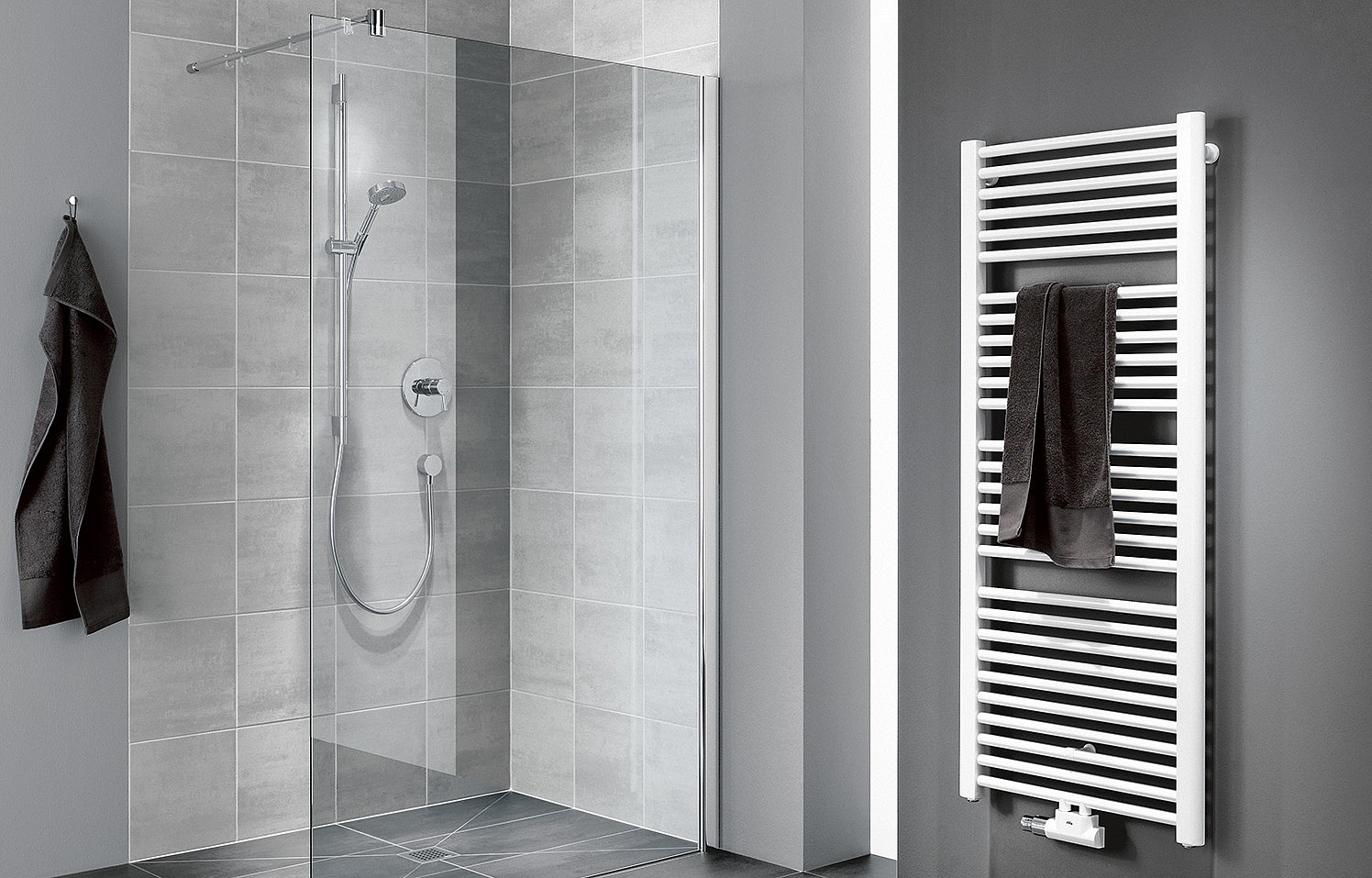 Kermi hinged shower enclosure, PASA XP WALK-IN Wall