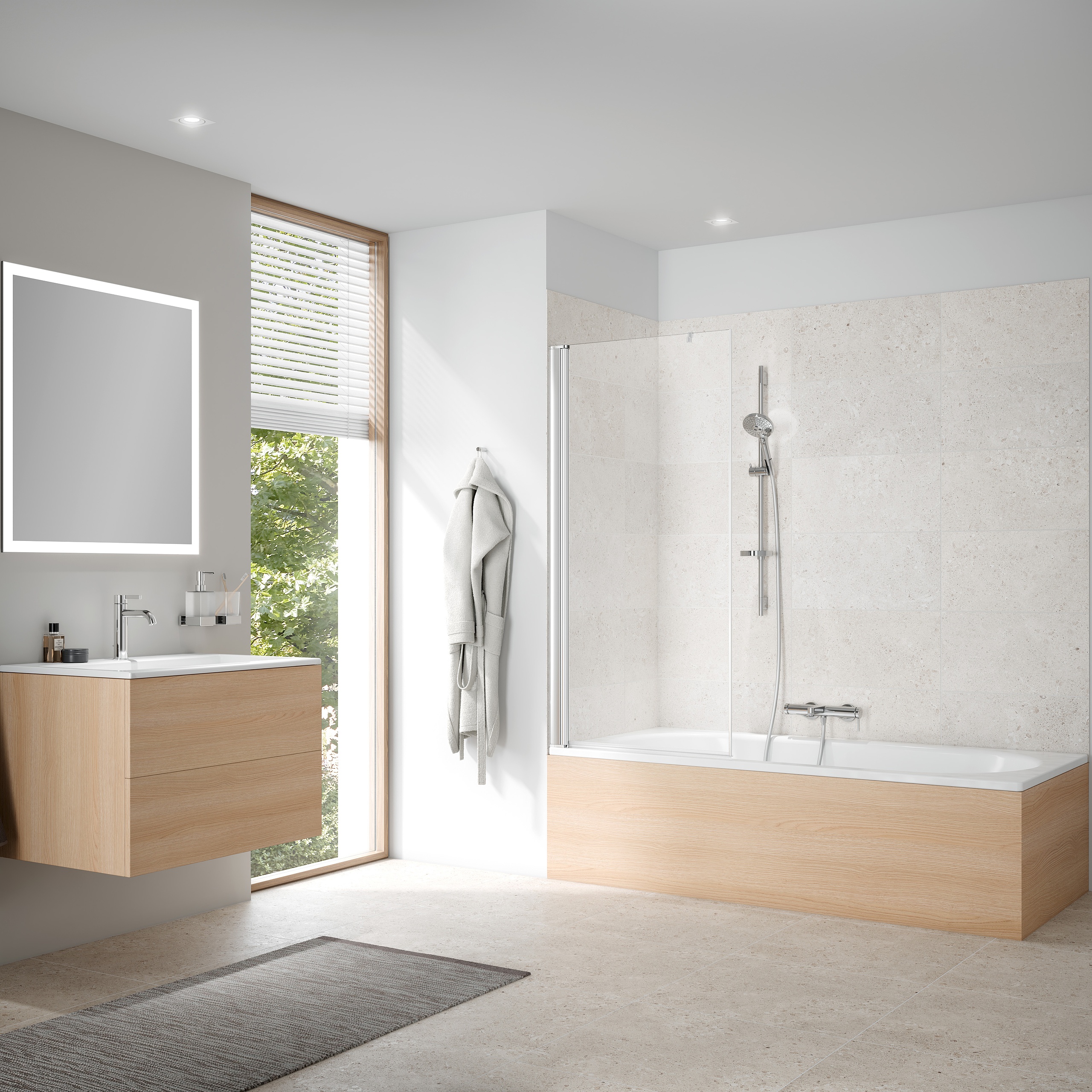 Kermi profile shower enclosure PEGA hinged door for the bathtub