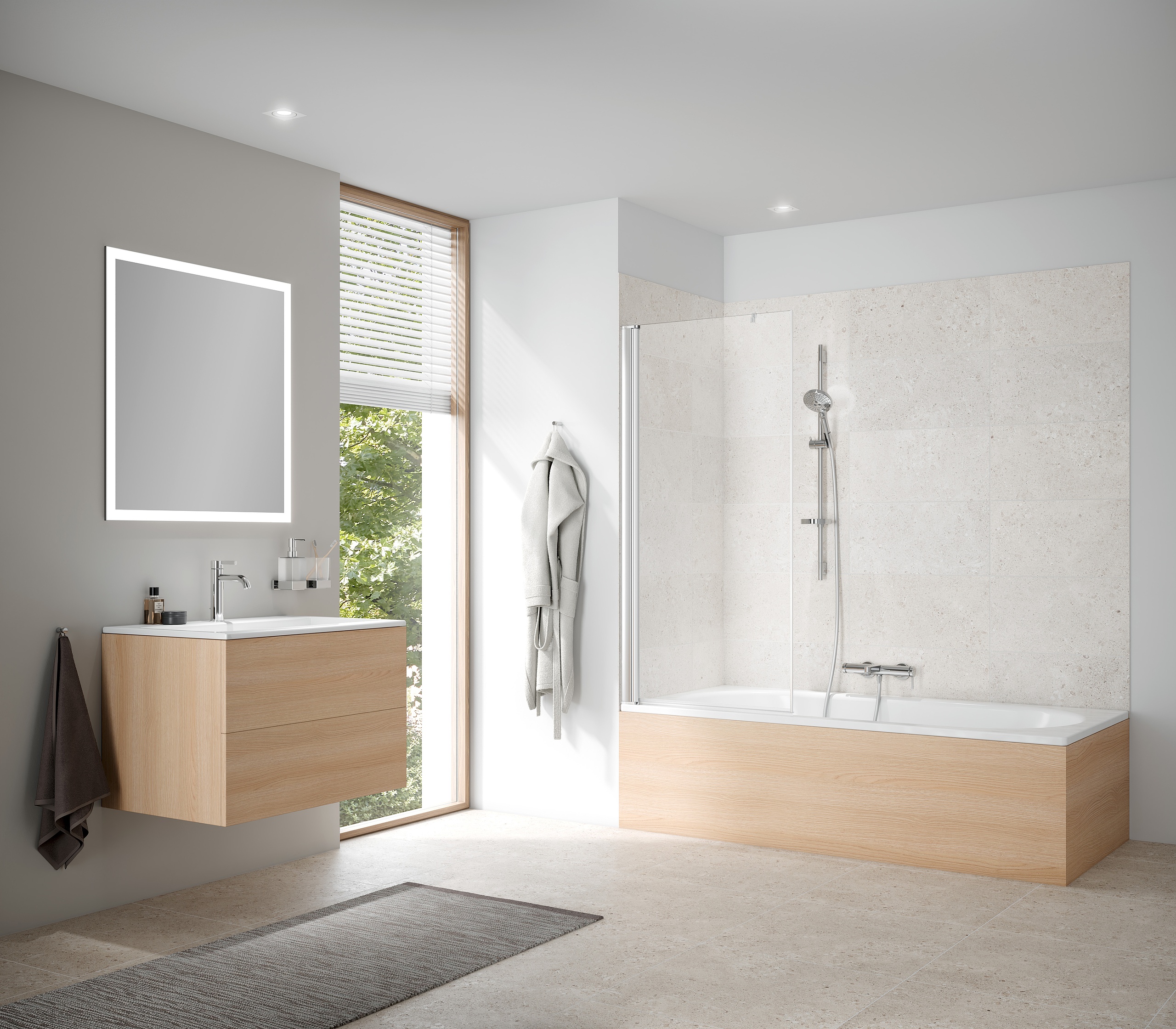 Kermi profile shower enclosure PEGA hinged door for the bathtub