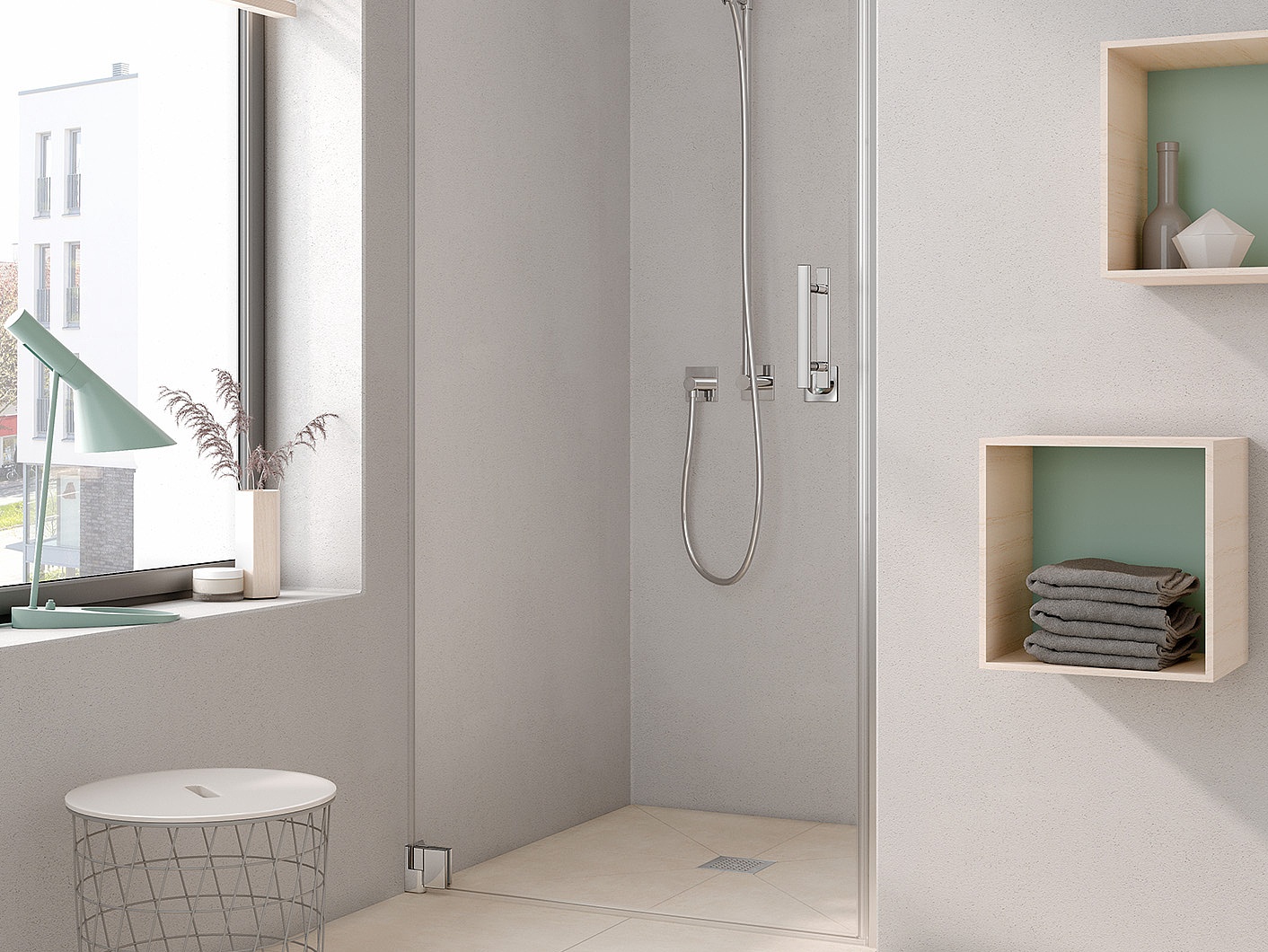 Kermi hinged shower enclosure, FILIA single panel hinged door