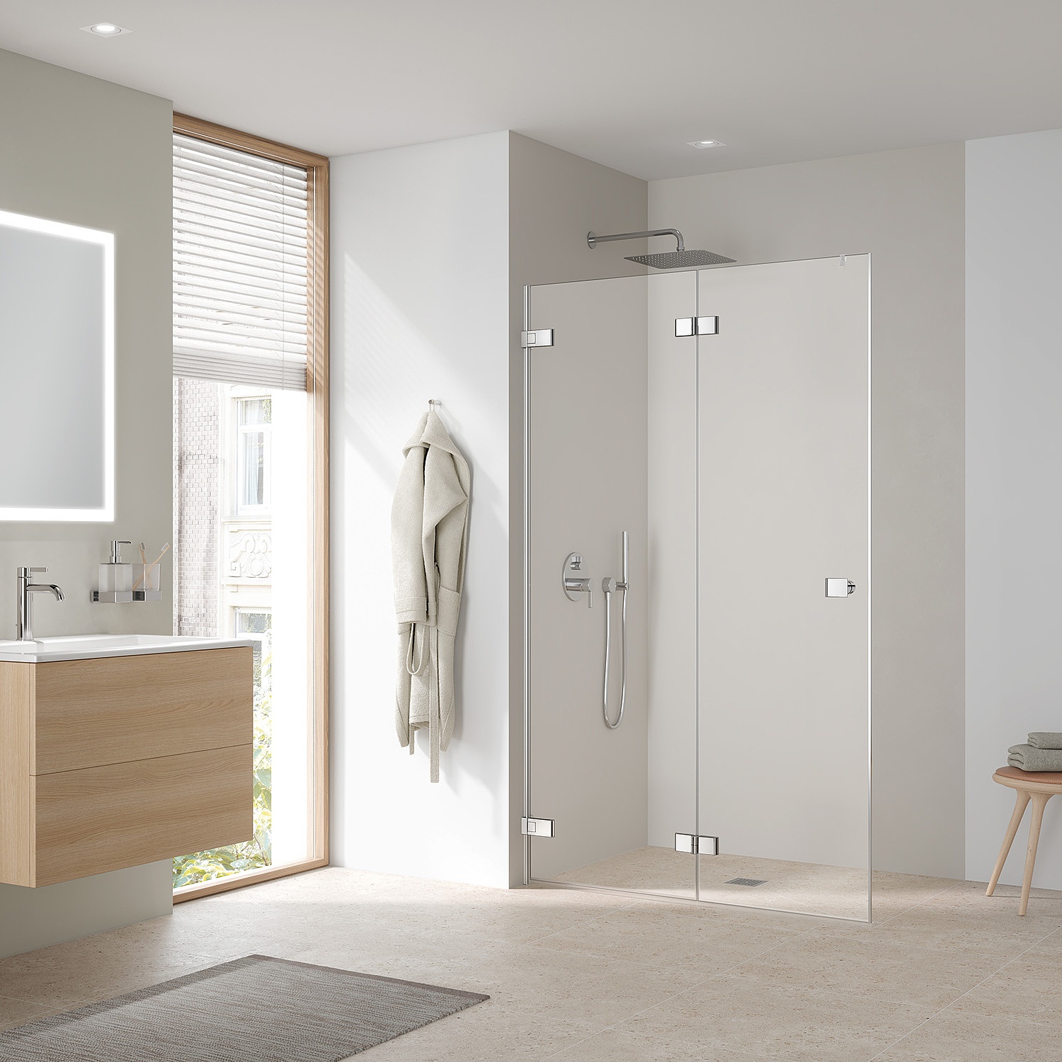 Kermi shower enclosure MENA WALK-IN Wall with wall hinge