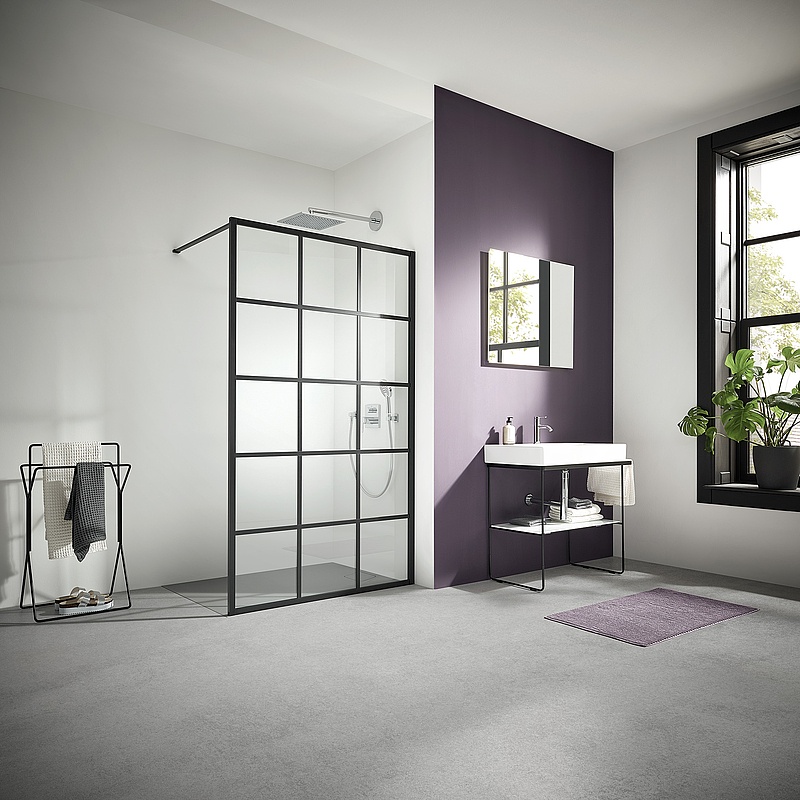 Paroi de douche Walk-In Kermi avec WALK-IN XD Wall avec profilé Loft