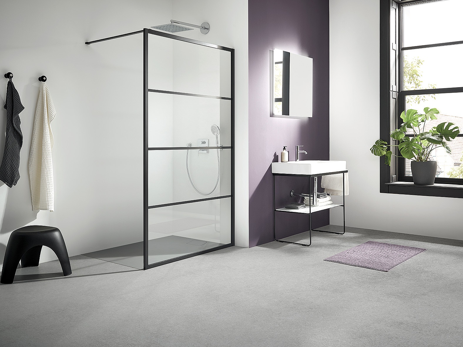 Box doccia Walk-In Kermi WALK-IN XD Wall con stampa Stripes