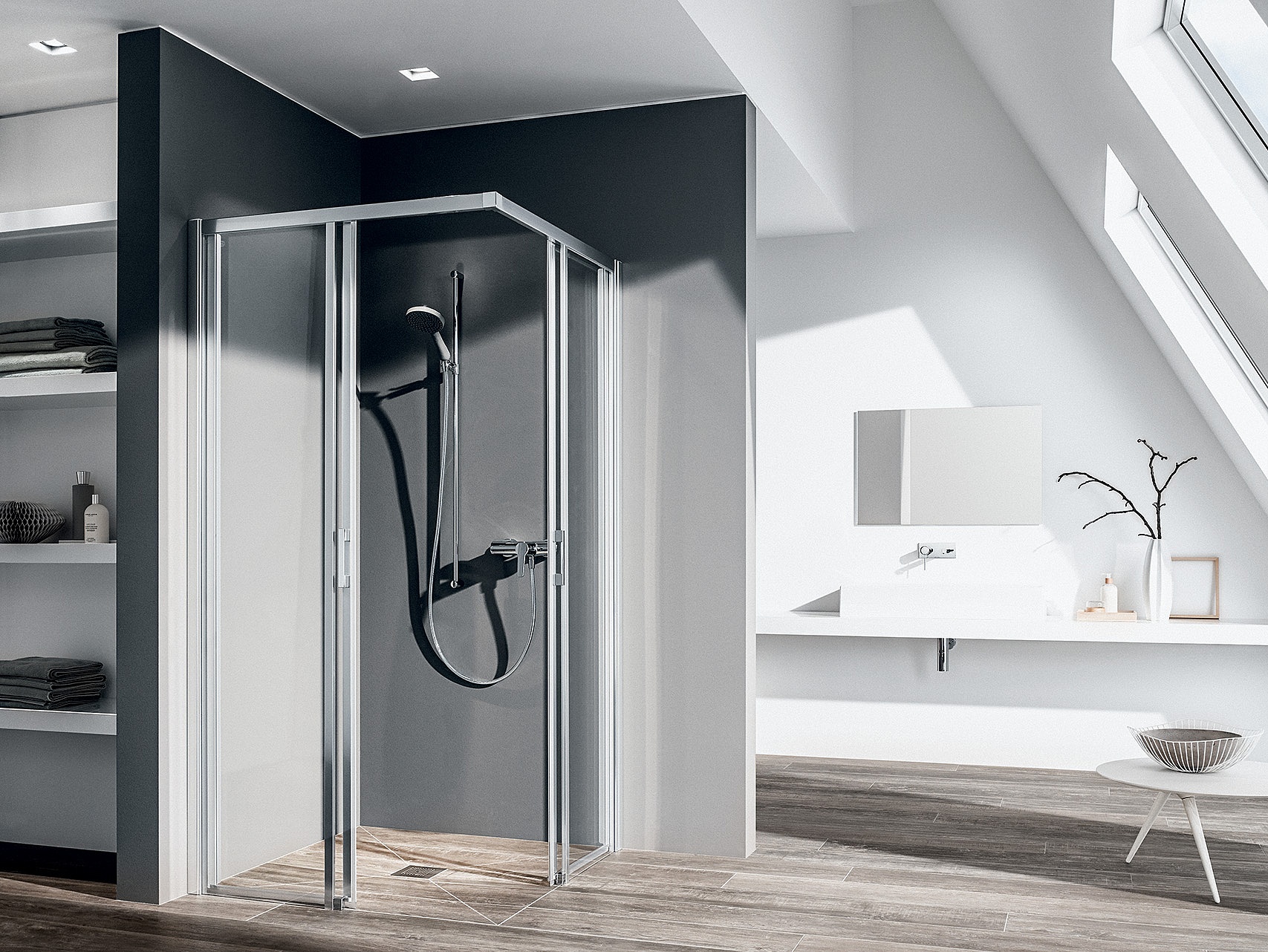 Kermi profile shower enclosure LIGA with POINT drain