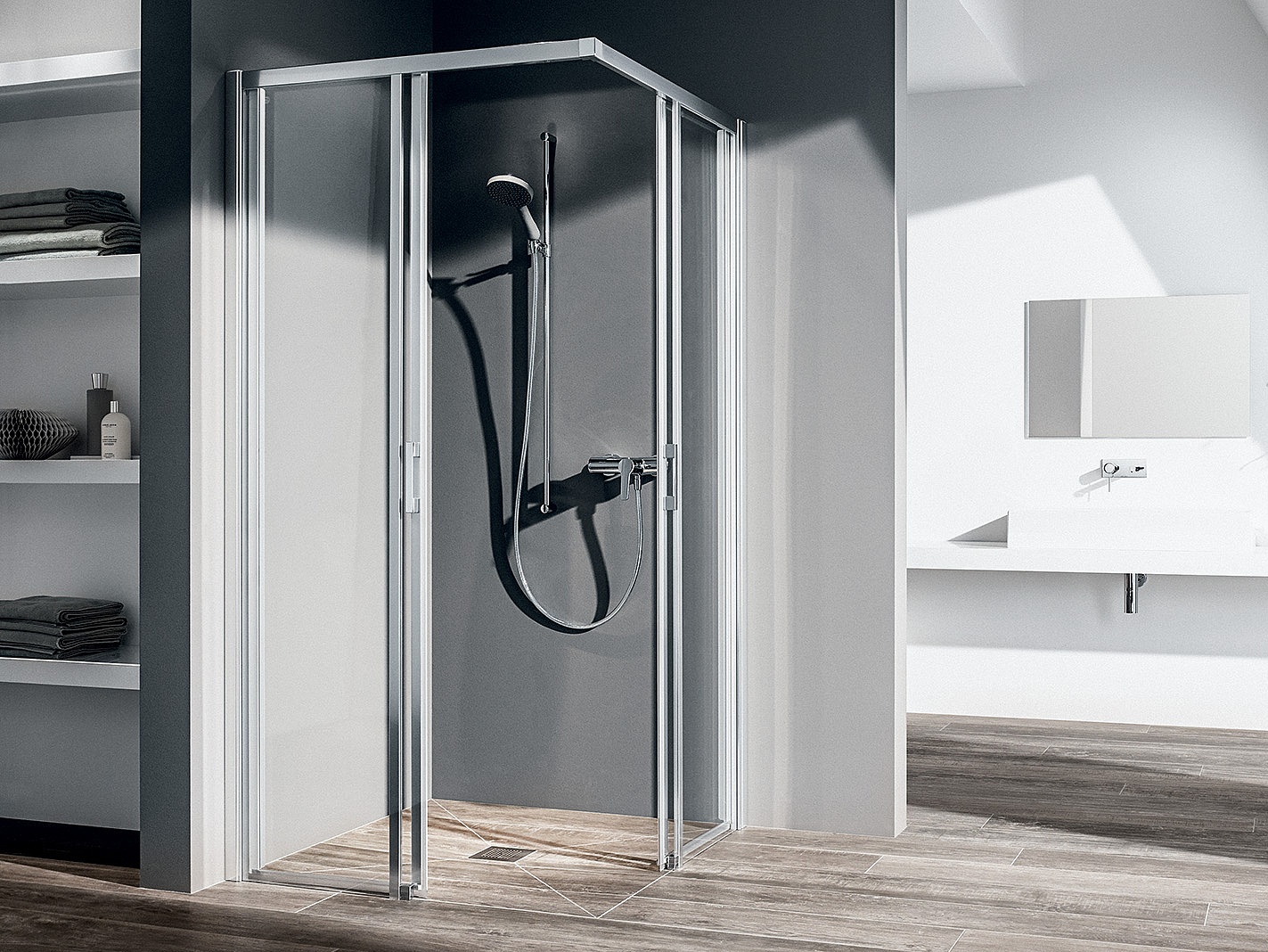 Kermi profile shower enclosure LIGA with POINT drain