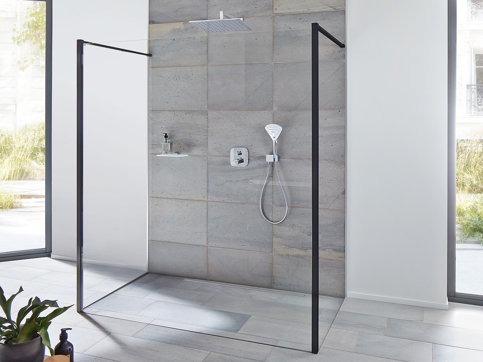 Kermi Walk-In shower enclosure WALK-IN XB Free Black