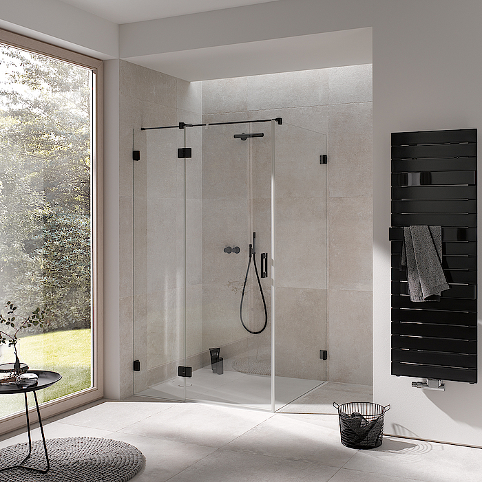 Kermi hinged shower enclosure LIGA hinged door XXL Black