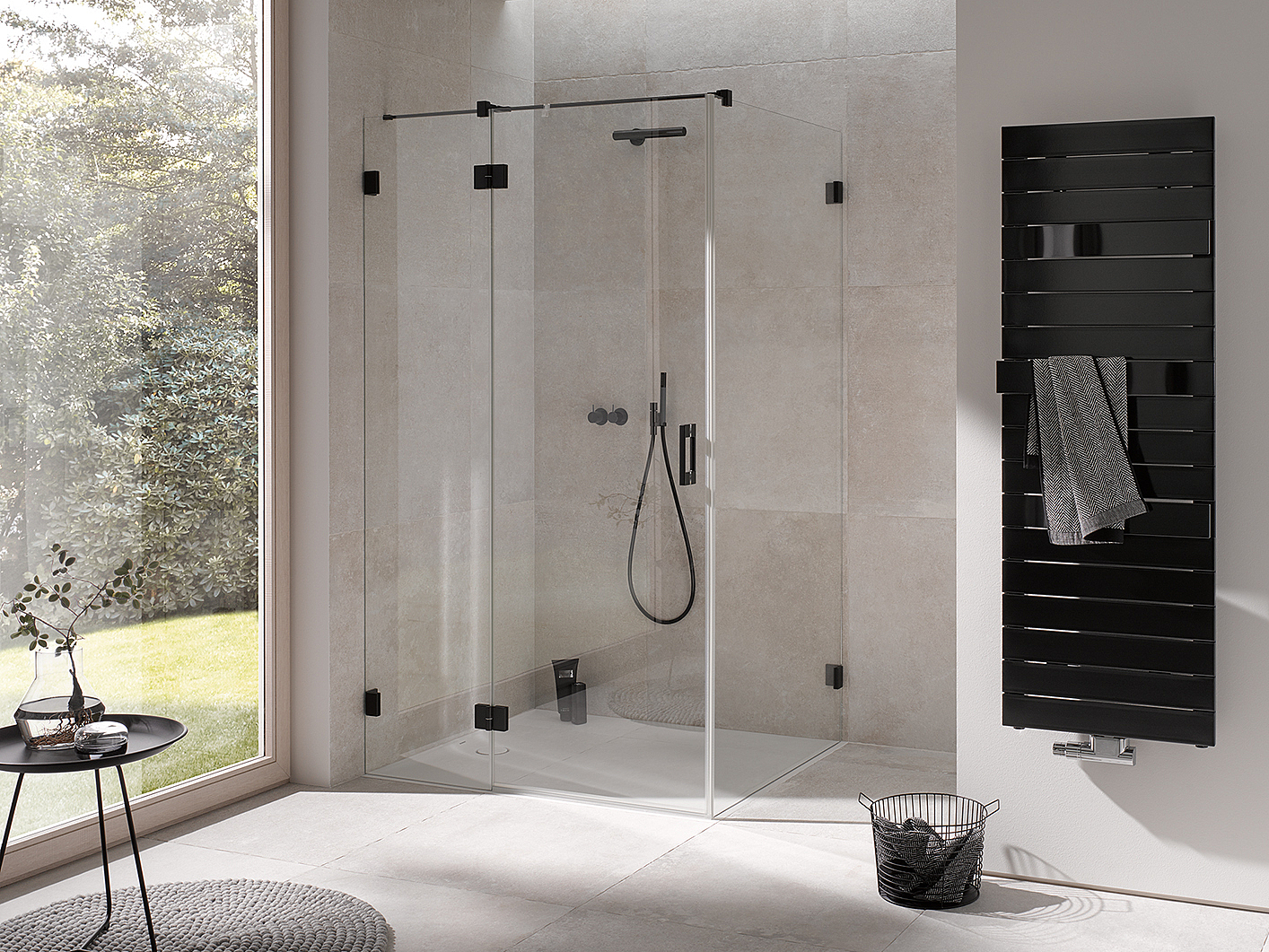 Kermi hinged shower enclosure LIGA hinged door XXL Black