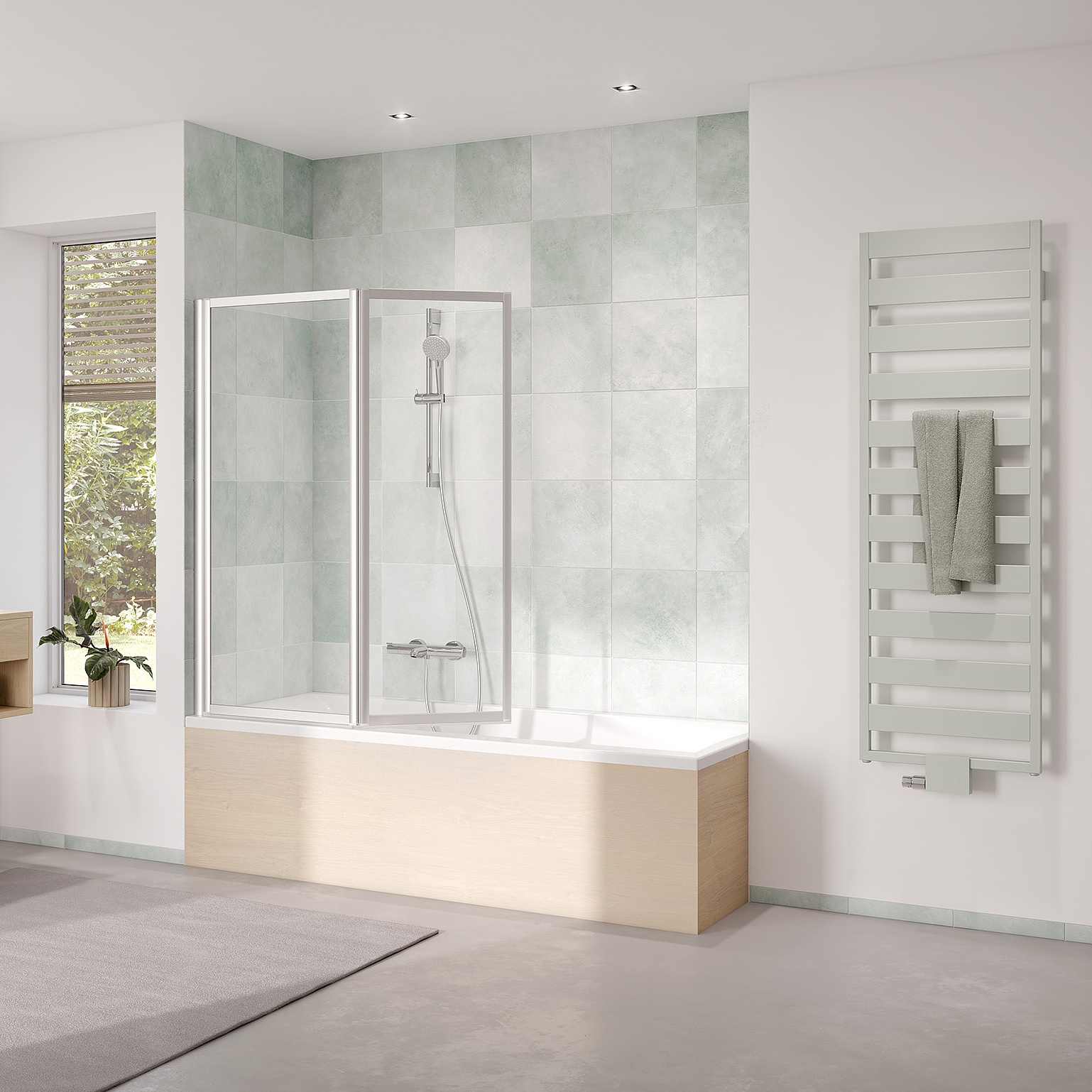 Kermi shower enclosure for bathtub VARIO 2000 two panel folding screen on bathtub