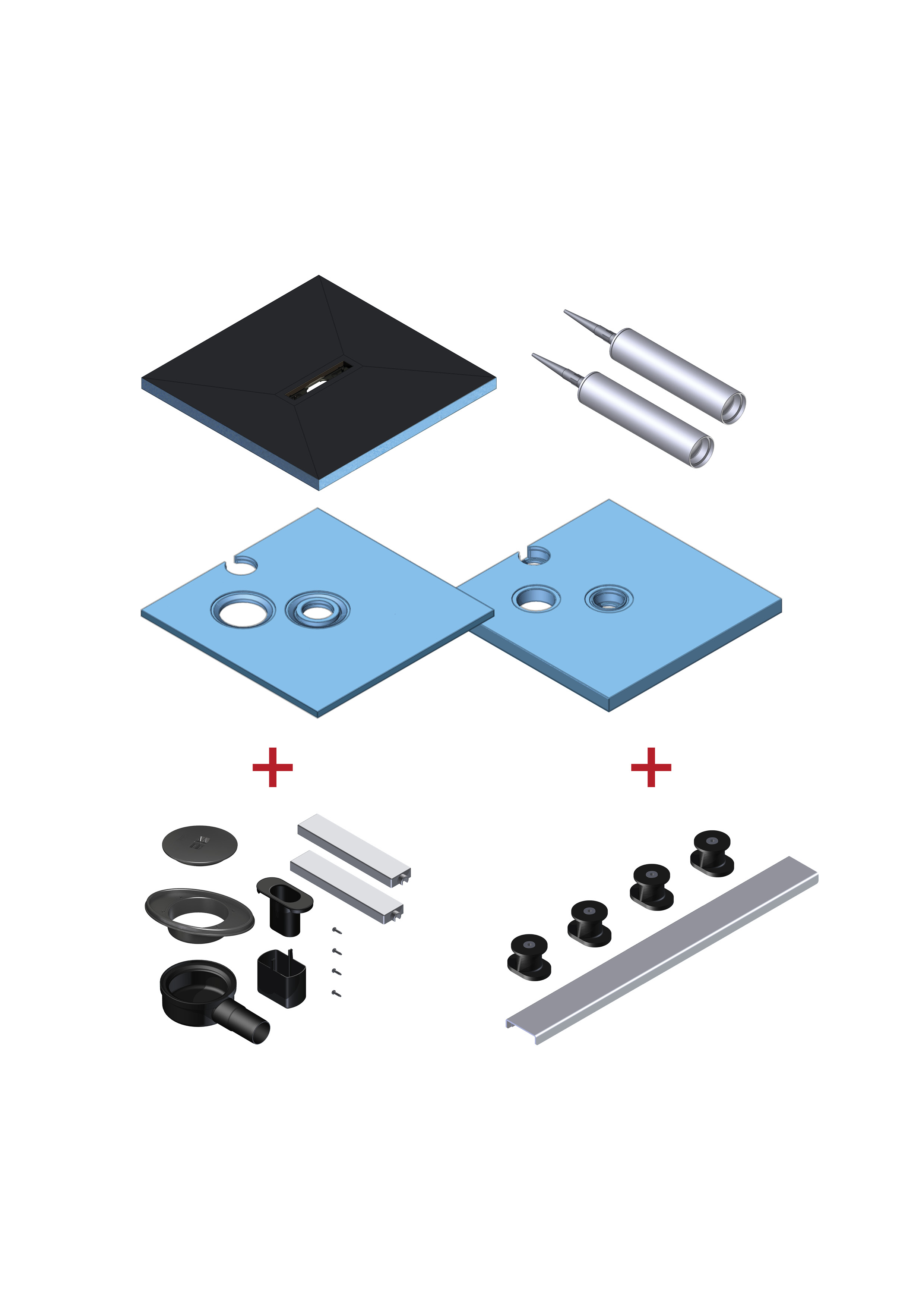  Kermi shower board system, LINE center channel with substructure