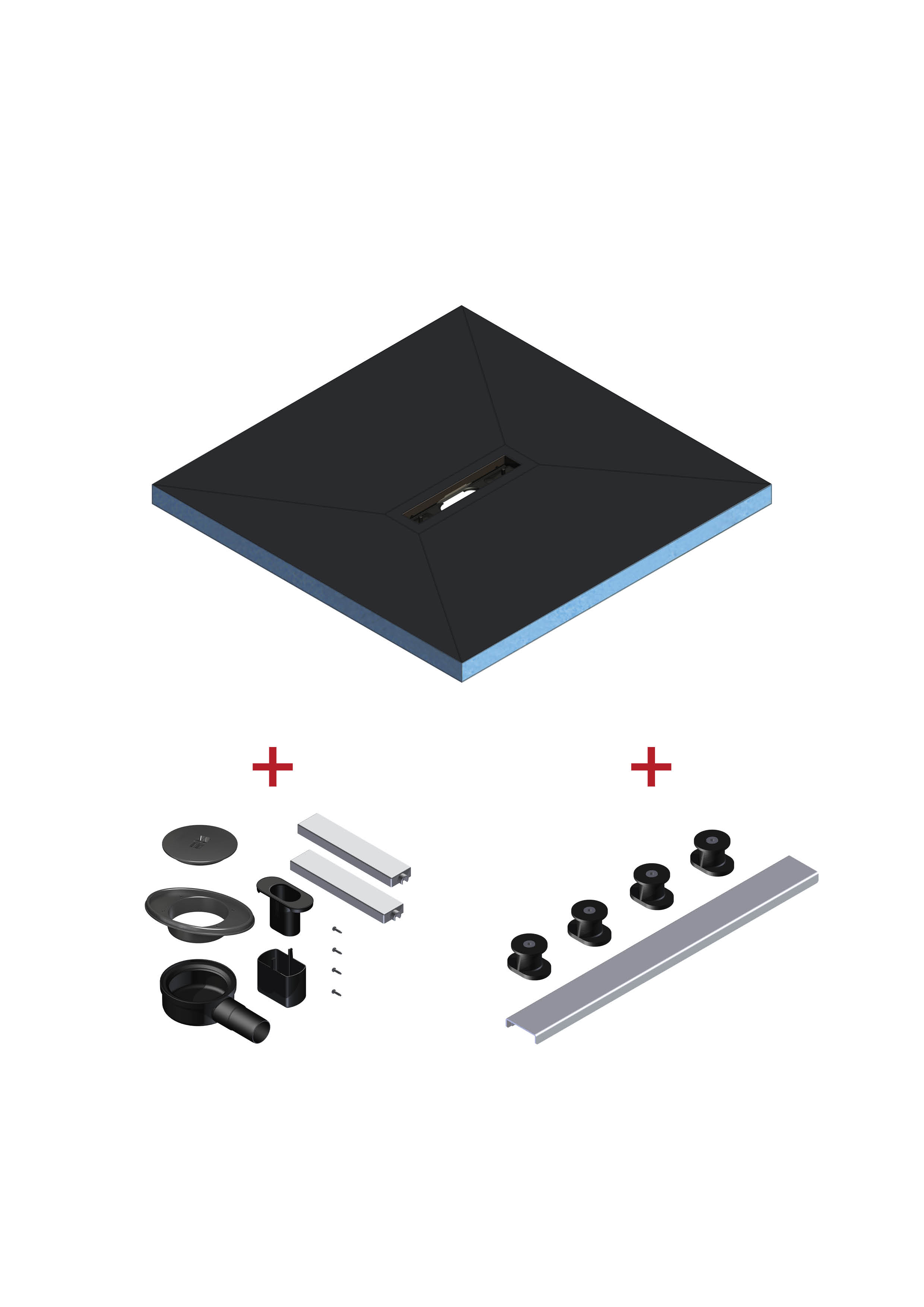 Kermi LINE shower board system, center channel