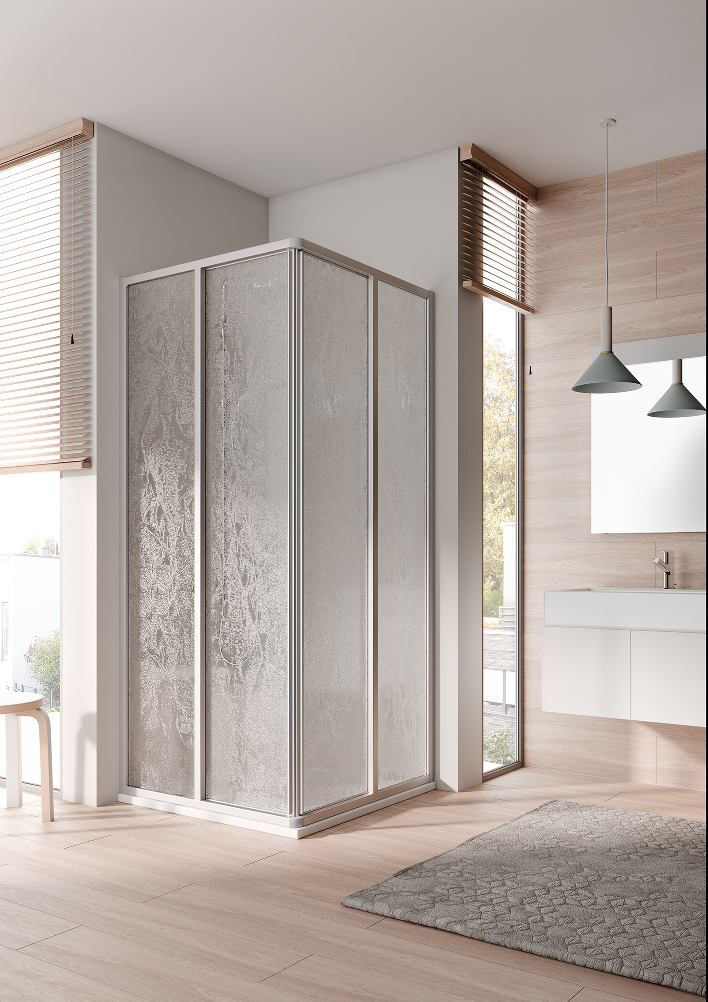 Kermi profile shower enclosure, NOVA 2000 two-part corner entry (sliding doors) – half part 